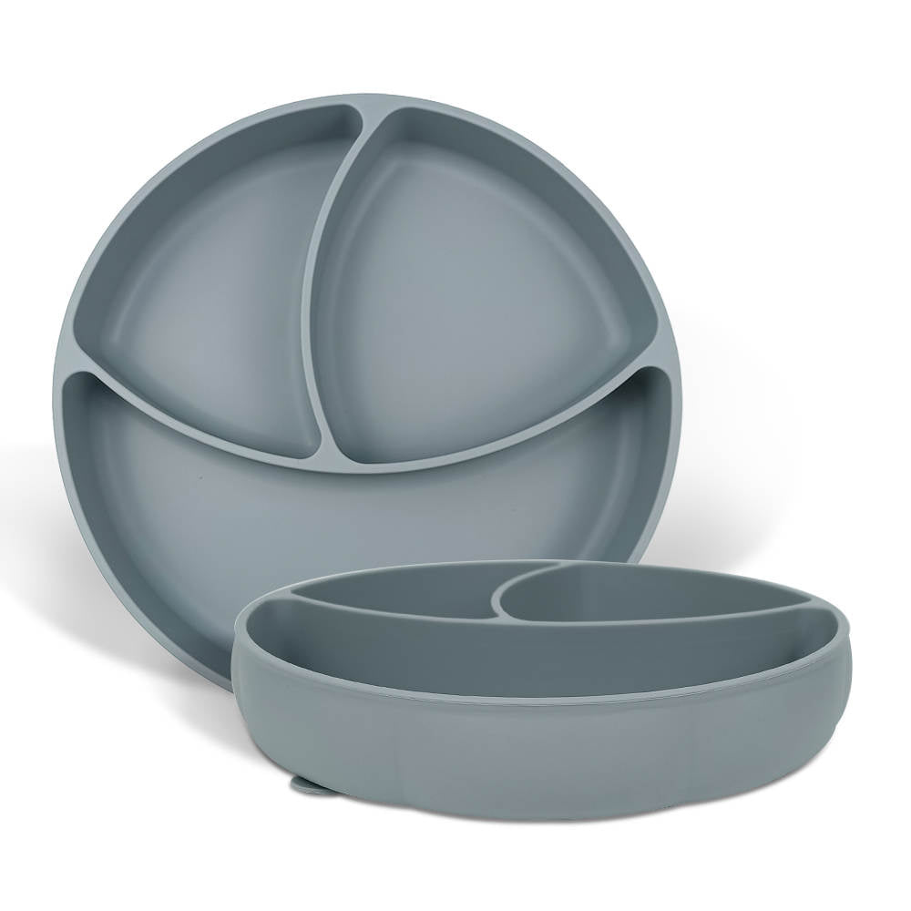 Baby Cloud Pumpkin silicone plate with suction cup – Grey