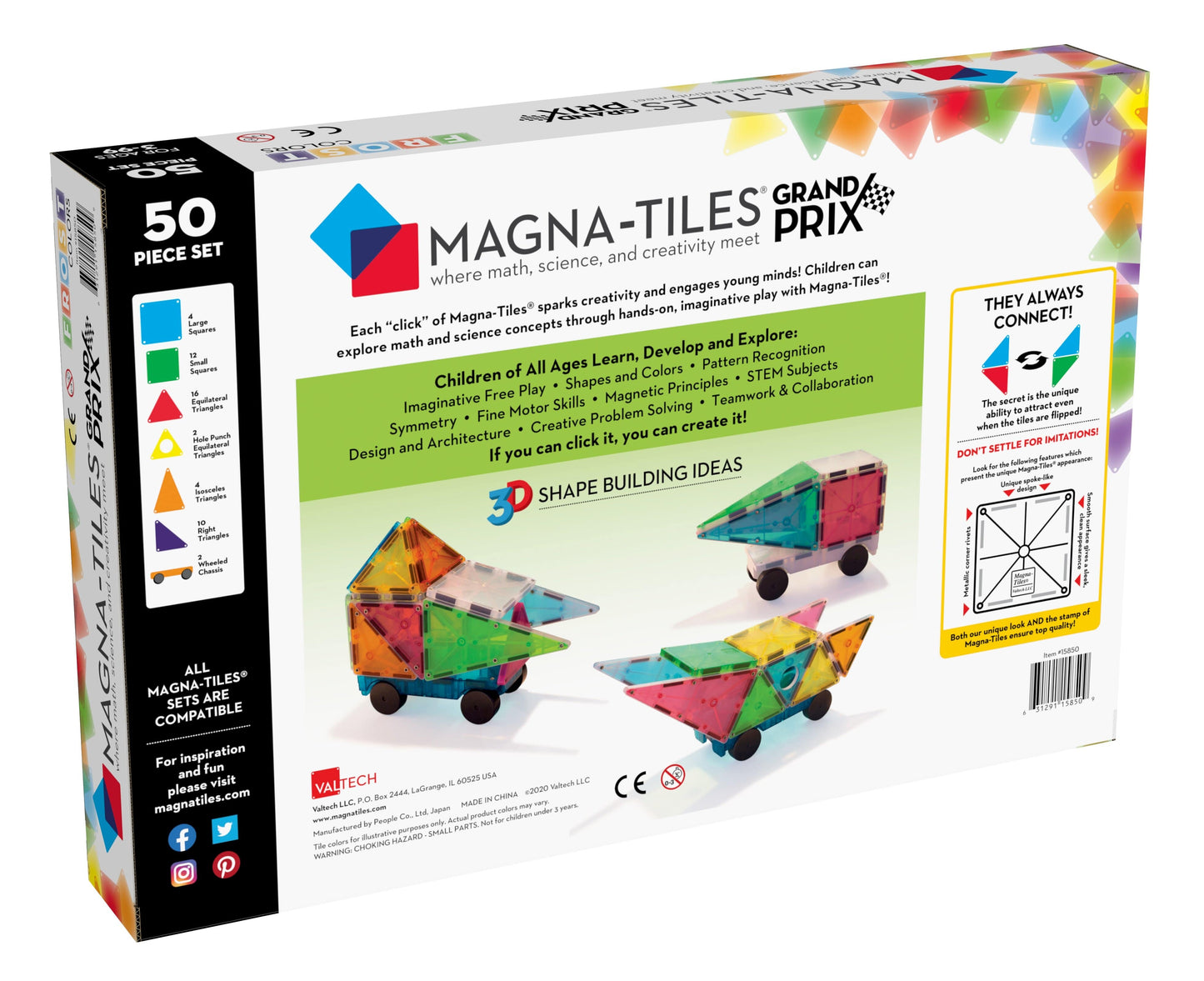 Magna-Tiles Μαγνητικό Παιχνίδι 50 κομματιών Grand Prix