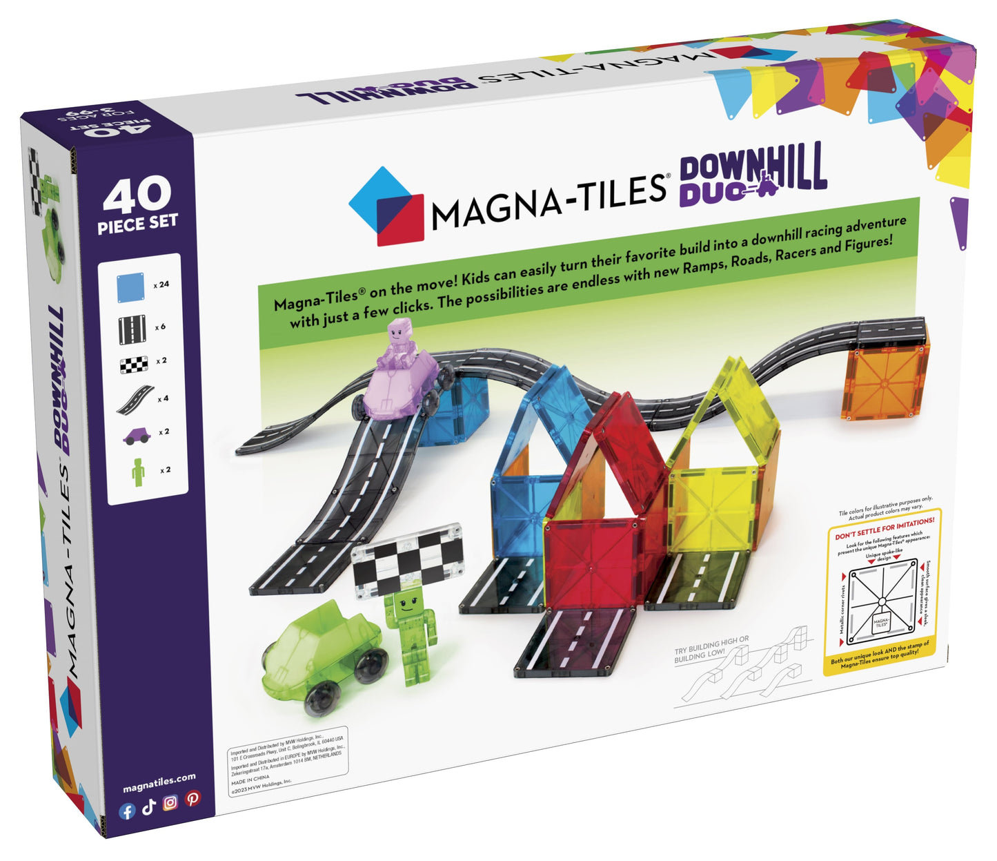Magna-Tiles Μαγνητικό Παιχνίδι 40 κομματιών Downhill Duo