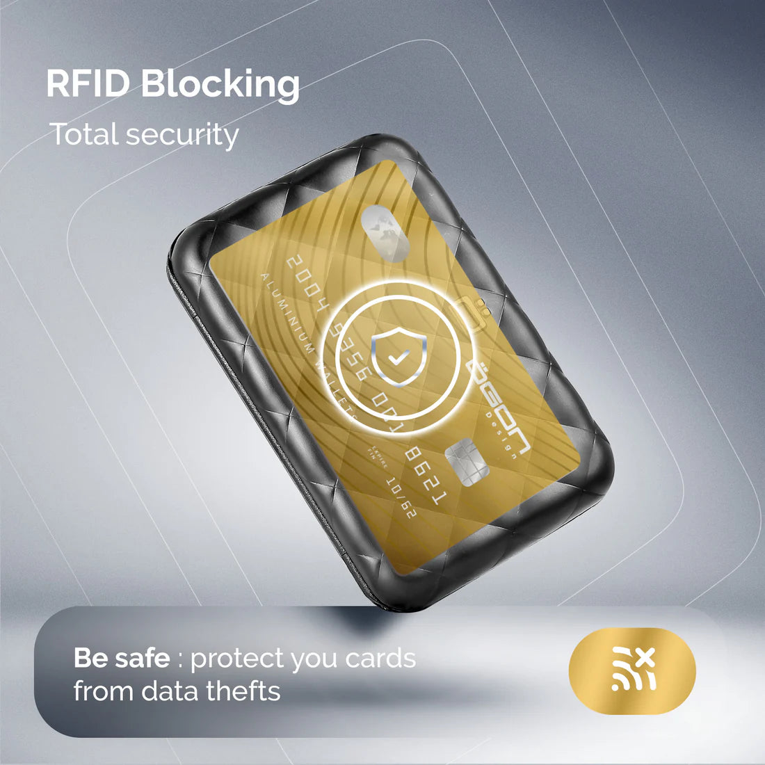 OGON Design Πορτοφόλι-Καρτοθήκη Αλουμινίου-HELSINKI-Μαύρο