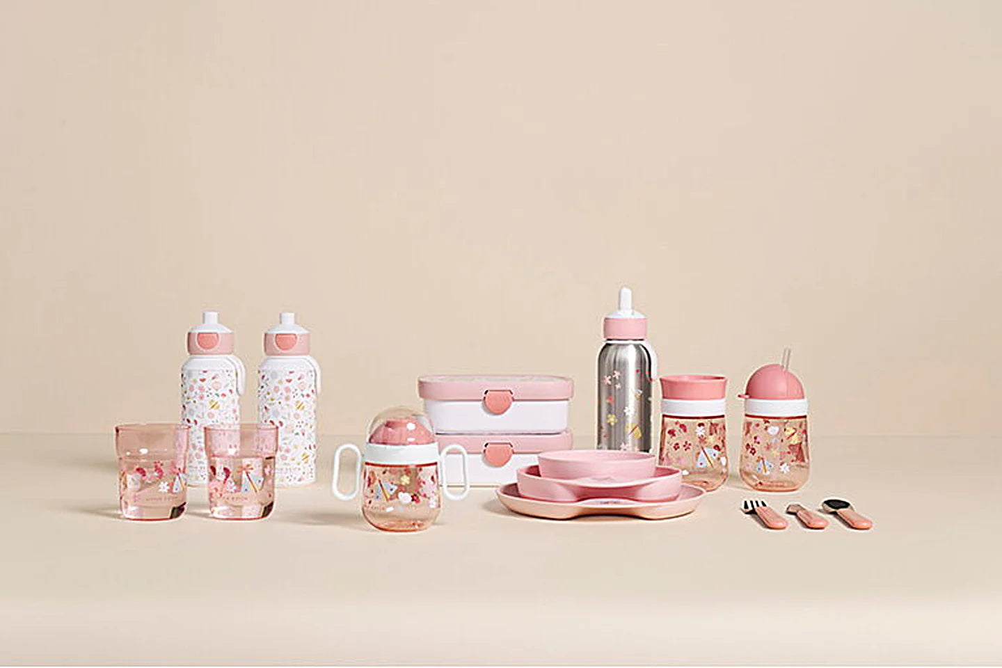 Little Dutch Ανοξείδωτο μπουκάλι - θερμός flip-up campus 350 ml - Flowers & Butterflies