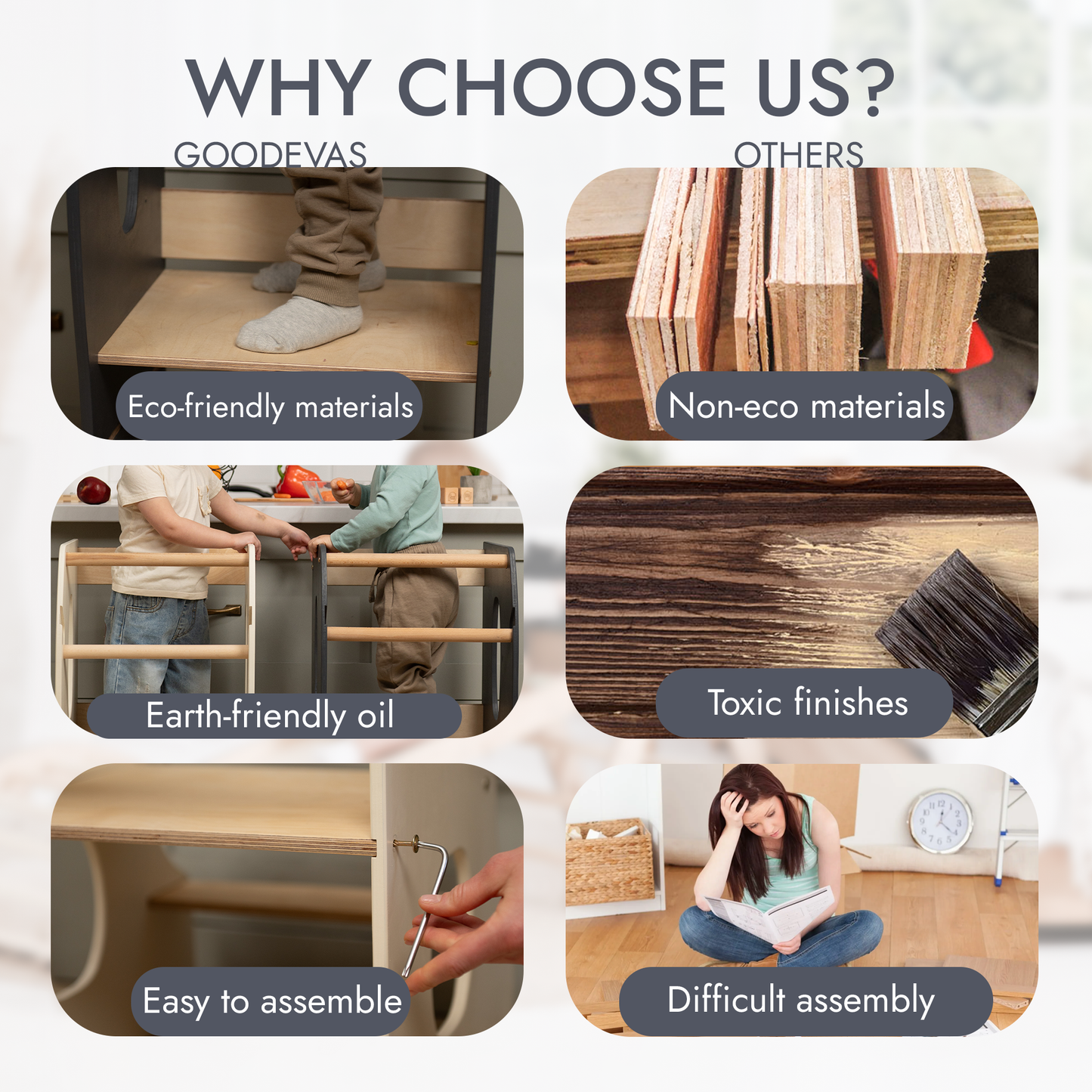 Πύργος εκμάθησης Montessori: Βοηθός στην κουζίνα - Γκρι