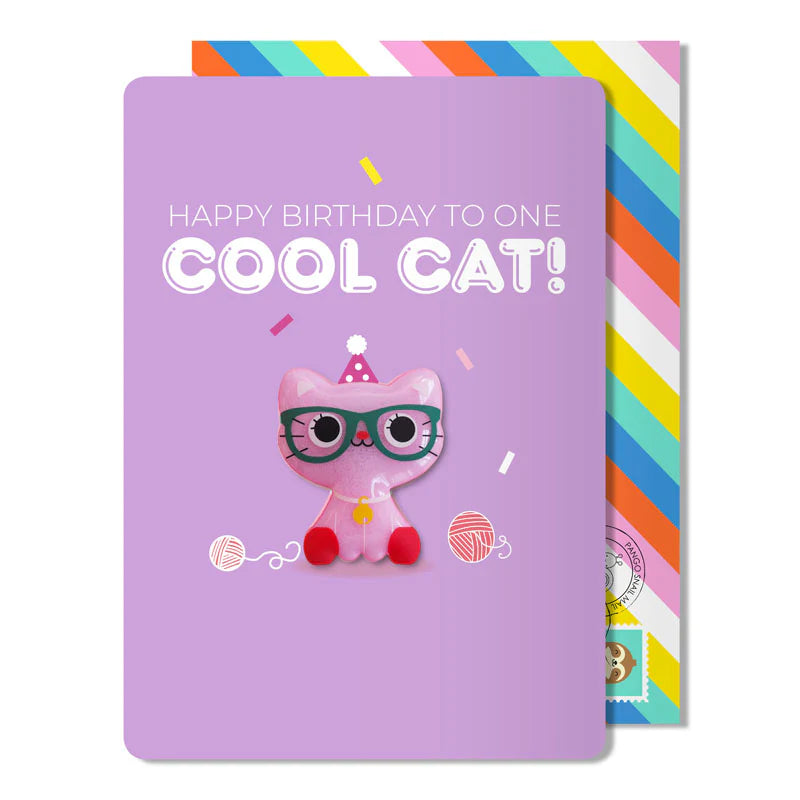 Pango-Happy birthday Cat Greeting Card with magnet and envelope