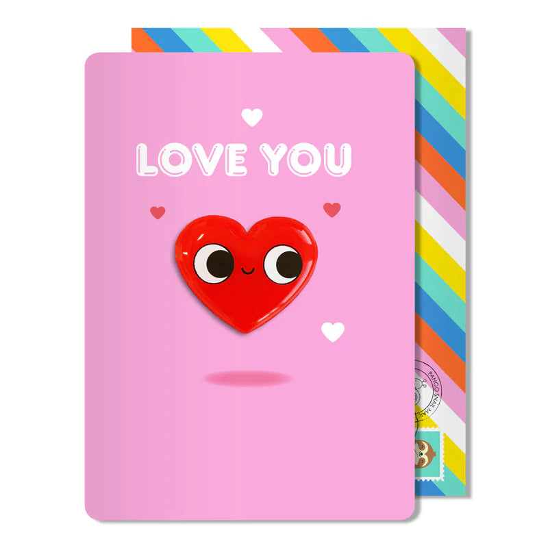 Pango-Love you Heart Greeting Card with magnet and envelope