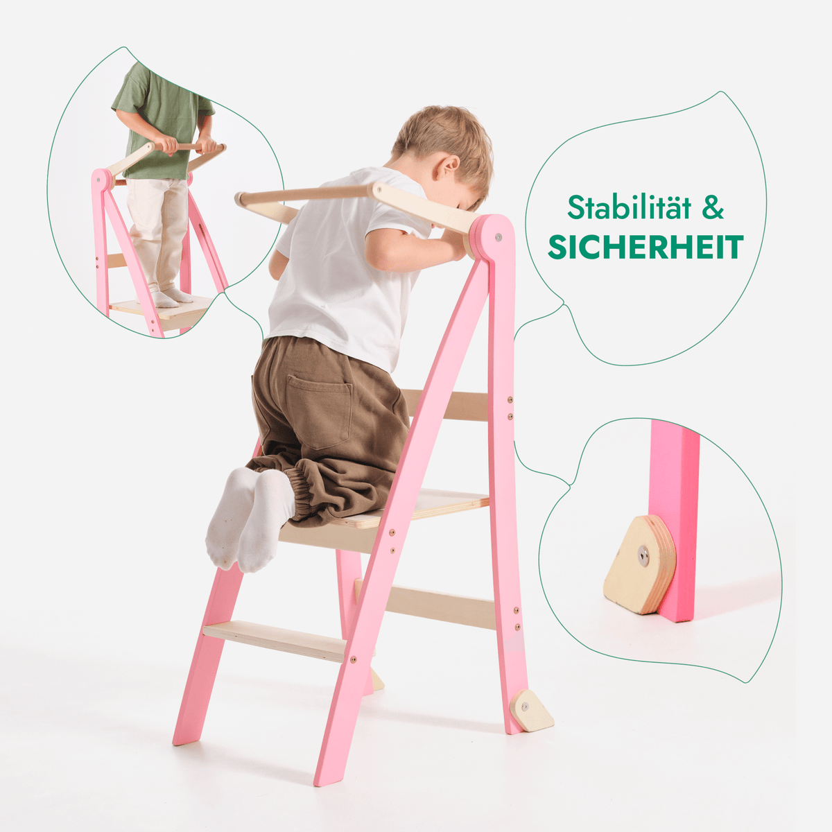 Πύργος μάθησης: Αναδιπλούμενο σκαλοπάτι για νήπια - Ροζ