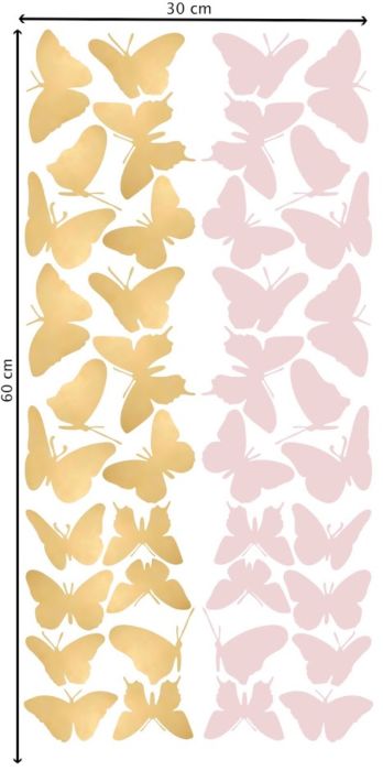 Pom Le Bonhomme Papillon Gold-Rose Wall Stickers