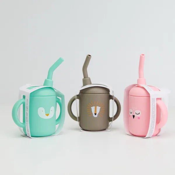 Ποτηράκι σιλικόνης 120ml – Κουκουβάγια Ροζ