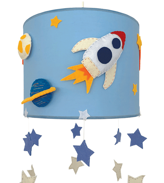 Blue And Red Handmade Children's ceiling lamp, Journey to space