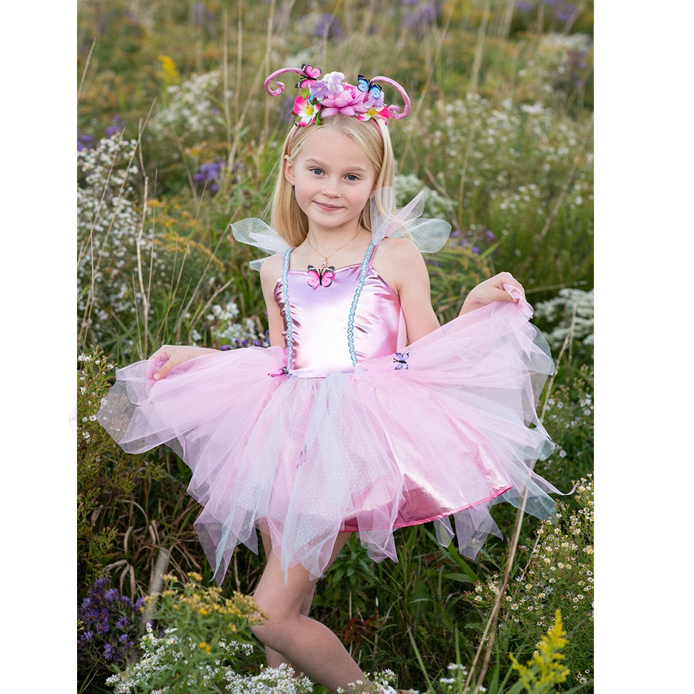 Great Pretenders 4-6 ετών ροζ στολή με στέκα μαλλιών "Πεταλούδα του δάσους"