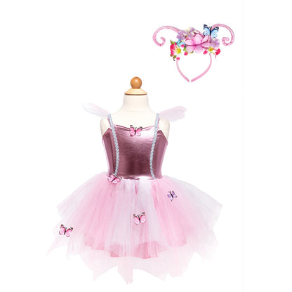 Great Pretenders 4-6 ετών ροζ στολή με στέκα μαλλιών "Πεταλούδα του δάσους"