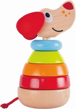 Hape Pepe Sound Stacker (E0448A) - Ο Πέπε Μαθαίνει Σχήματα & Χρώμματα Στα Παιδιά & Γαυγίζει Όταν Του Χτυπούν Το Κεφαλάκι