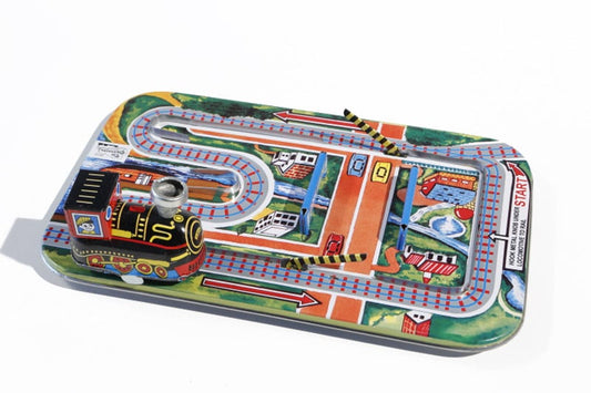 Tin toy Railway with obstacles "Cross Road Train