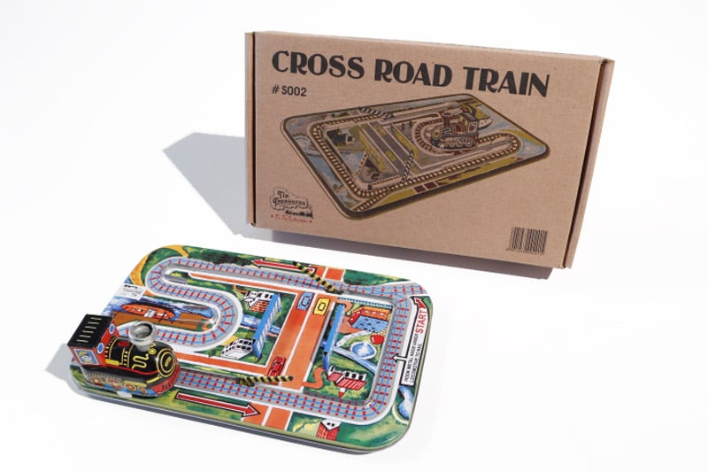 Tin toy Railway with obstacles "Cross Road Train