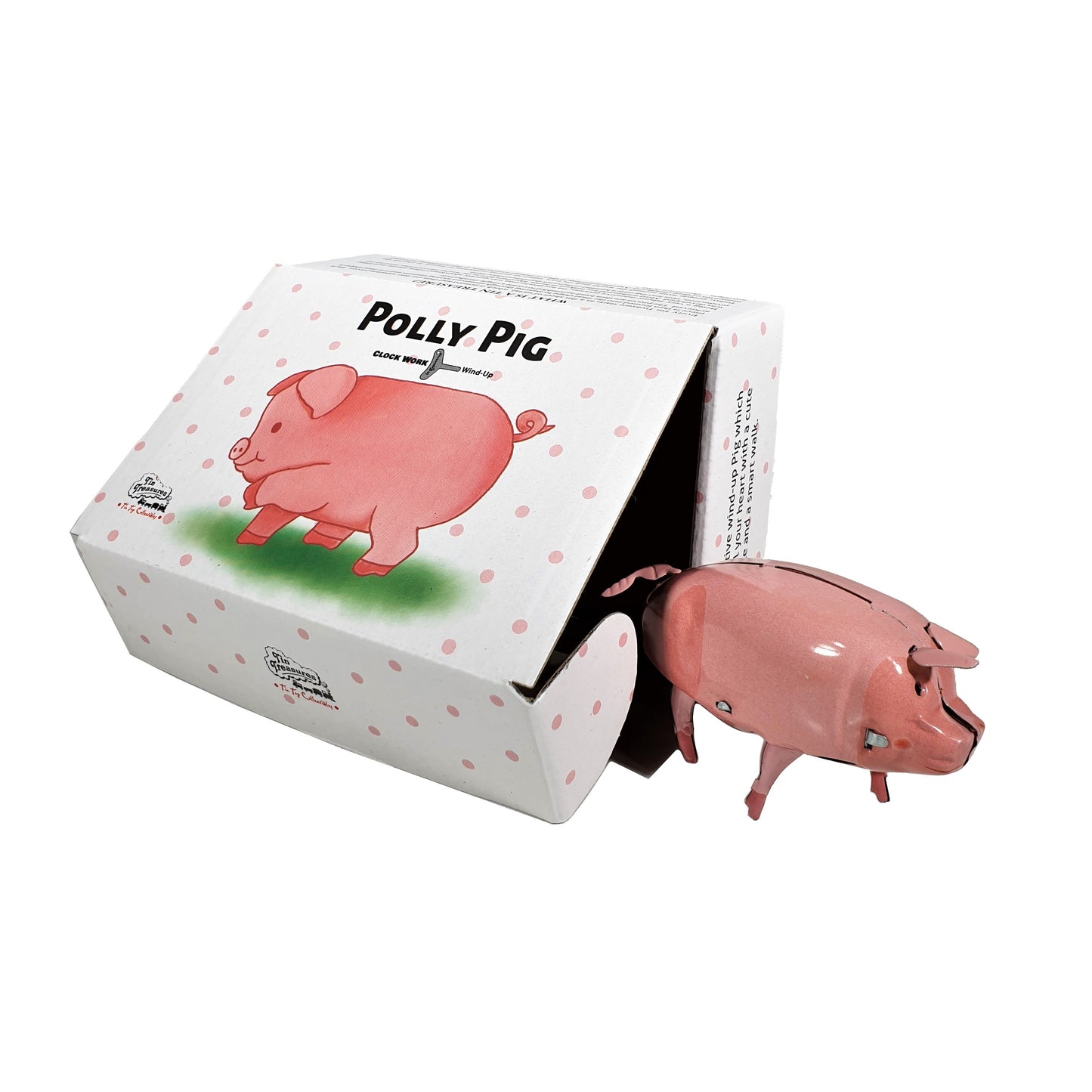 Tin toy pink wind-up pig