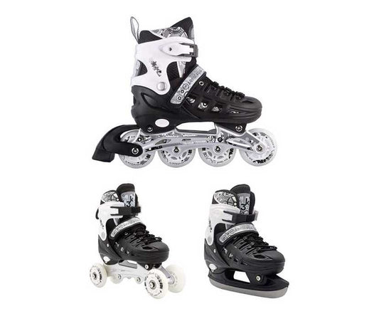 Αθλοπαιδιά Αυξομειούμενα Πατίνια/Roller Skates/Παγοπέδιλα 3 σε 1 Μαύρα