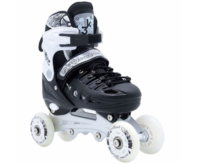 Αθλοπαιδιά Αυξομειούμενα Πατίνια/Roller Skates/Παγοπέδιλα 3 σε 1 Μαύρα