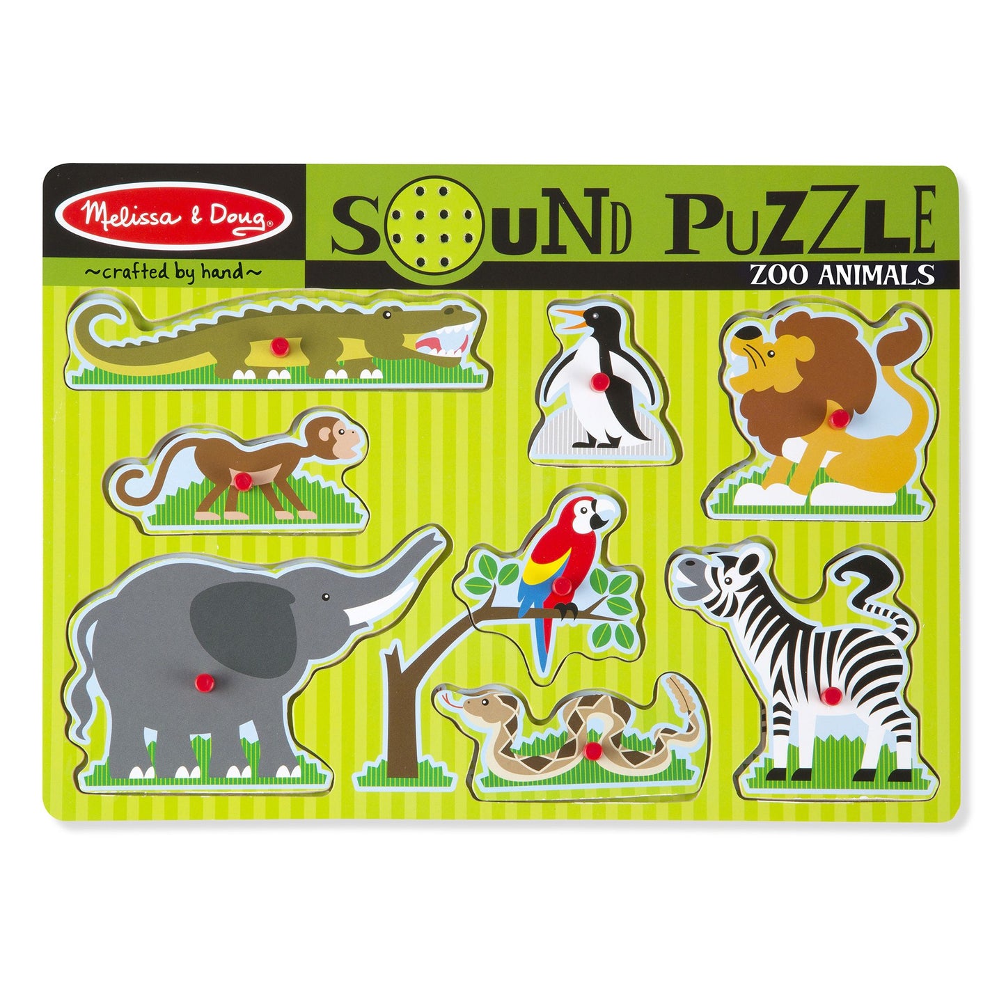 Melissa & Doug Ξύλινο Παιδικό Puzzle Σφηνώματα με ήχο Ζώα της Ζούγκλας