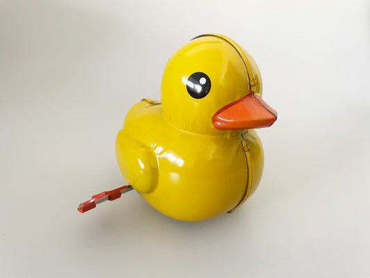 Tin toy yellow wind-up duck