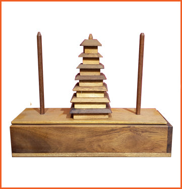 Mathematical logic puzzle wooden PAGODA - TOWER OF ANOI Special 7pcs