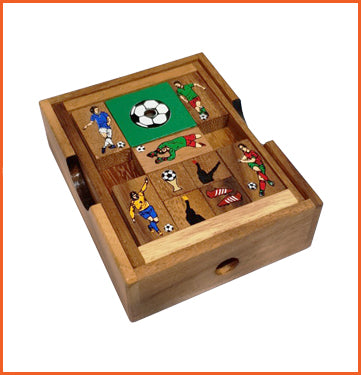 Wooden mathematical logic puzzle HOLE IN ONE - FOOTBALL