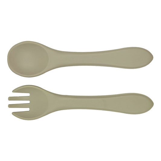 Baby Cloud Silicone Spoon/Fork – Olive