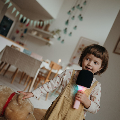 KIDYWOLF: Μικρόφωνο Karaoke επαναφορτιζόμενο με φως & bluetooth-Pink