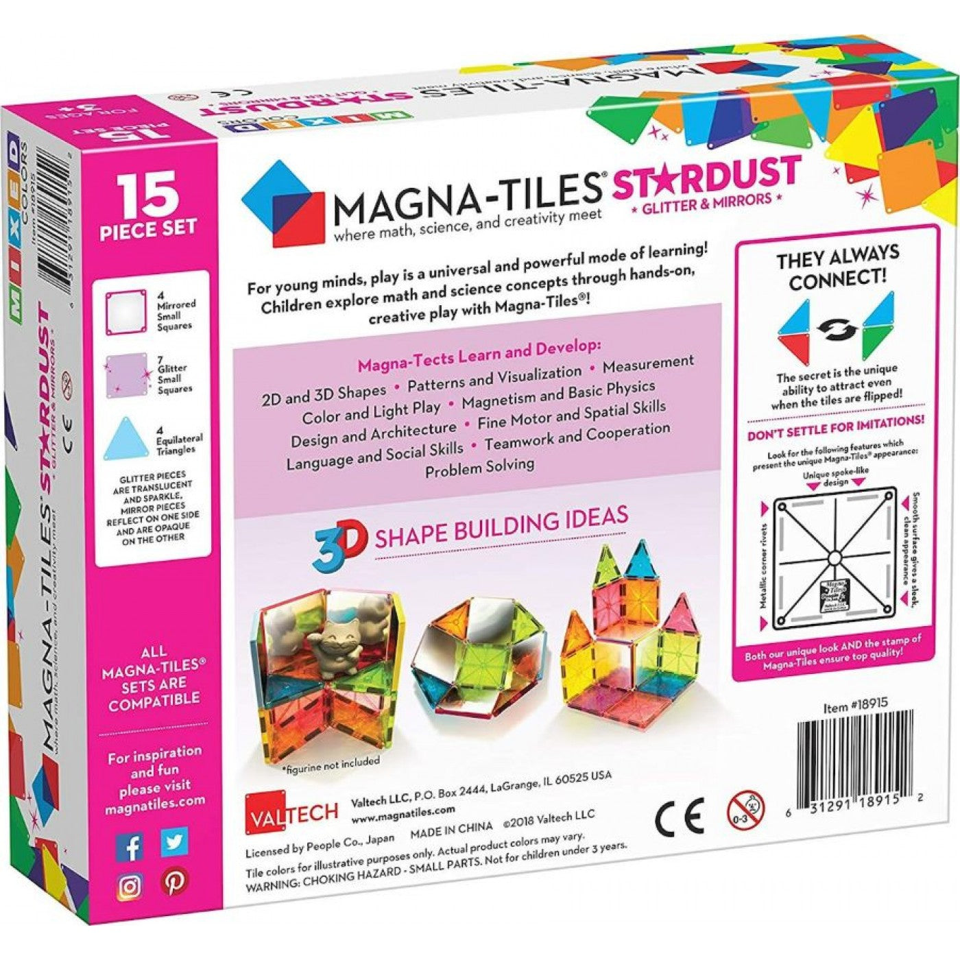 Magna-Tiles Μαγνητικό Παιχνίδι 15 κομματιών Stardust