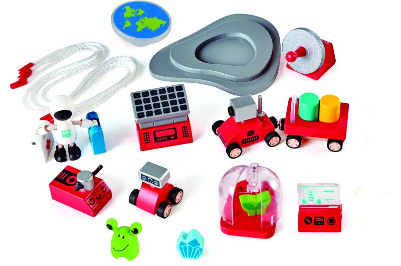 Hape Early Explorer Ξύλινο Διαστημόπλοιο Four-Stage Rocket Ship