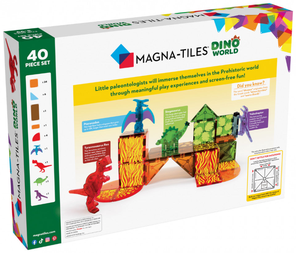 Magna-Tiles Μαγνητικό Παιχνίδι Κατασκευών Dino World 40 Κομμάτια Set