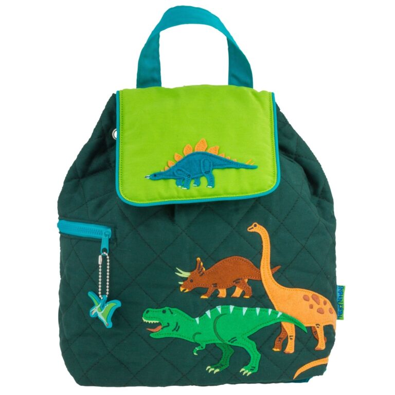 Stephen Joseph Cotton Backpack, Quilted Backpack, Green Dino