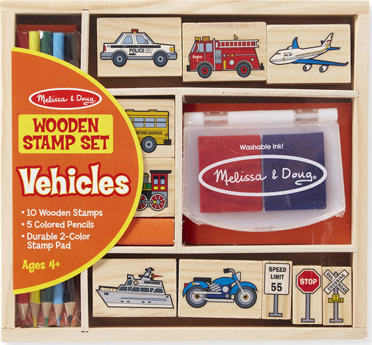 Melissa &amp; Doug Wooden Stamp Set Vehicles