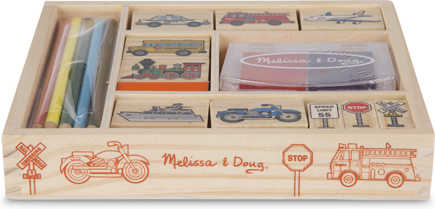 Melissa &amp; Doug Wooden Stamp Set Vehicles