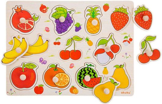 Akuku Children's Puzzle with Fruit Wedges Wooden 11 pieces 