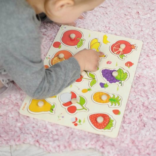 Akuku Children's Puzzle with Fruit Wedges Wooden 11 pieces 