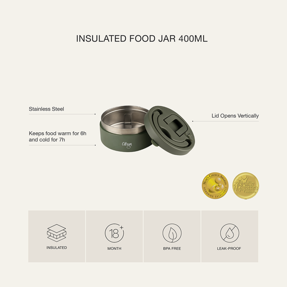 Citron Φαγητοδοχείο - Θερμός 400ml- Olive Green