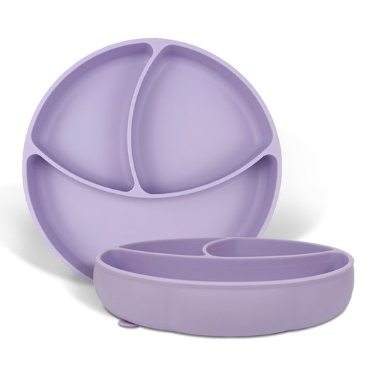 Baby Cloud Pumpkin silicone plate with suction cup - Lilac