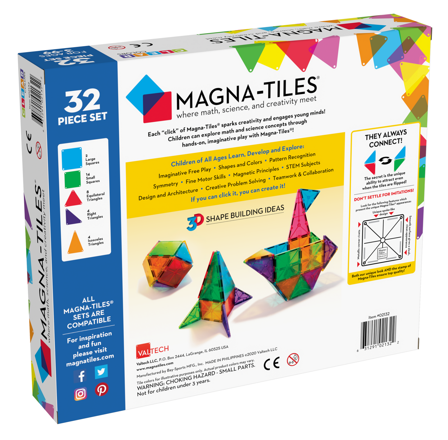 Magna-Tiles Magnetic Game 32 Pieces Clear Colors