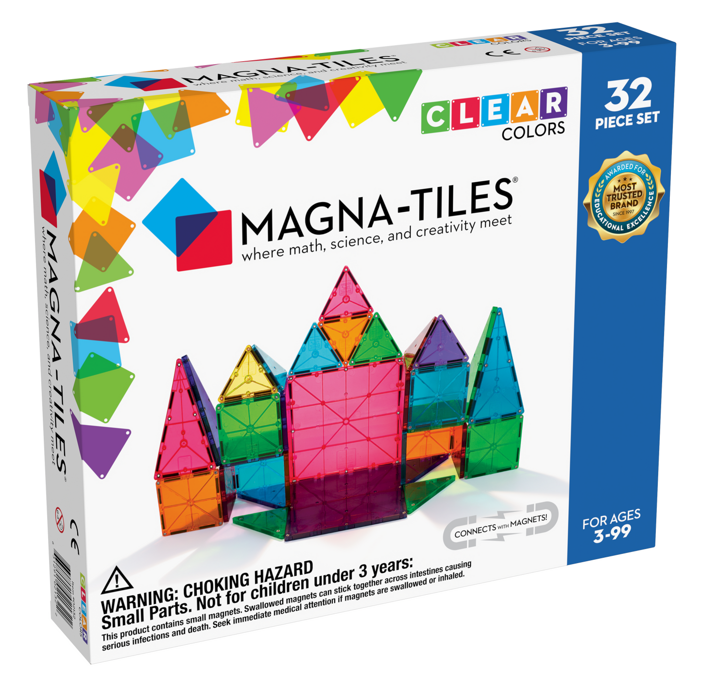 Magna-Tiles Magnetic Game 32 Pieces Clear Colors