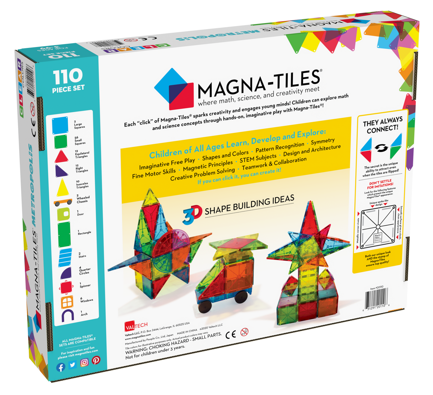 Magna-Tiles Μαγνητικό Παιχνίδι 110 κομματιών Metropolis