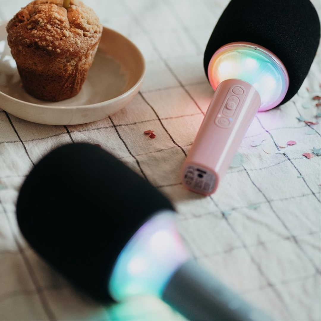 KIDYWOLF: Μικρόφωνο Karaoke επαναφορτιζόμενο με φως & bluetooth-Pink