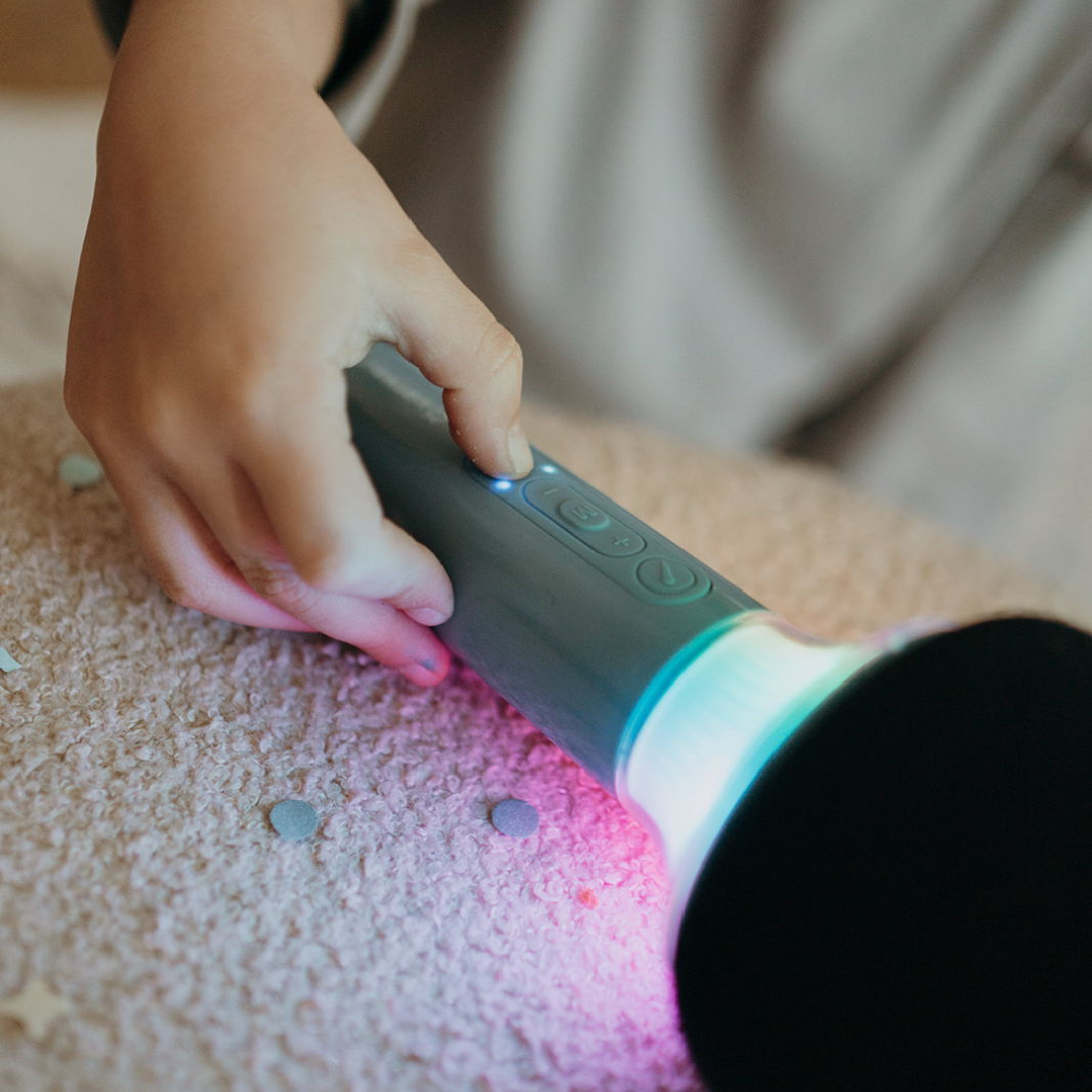 KIDYWOLF: Μικρόφωνο Karaoke επαναφορτιζόμενο με φως & bluetooth-Blue