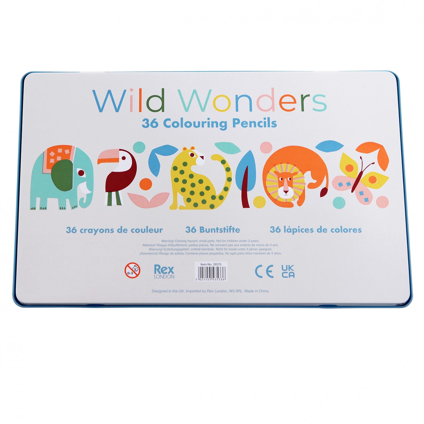 Rex London Set of 36 Wild Wonders Crayons-Metal Case