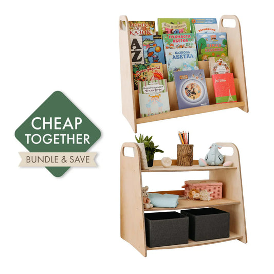 Montessori 2in1 Shelf Set: Bookcase + Toy Shelf 2 pieces