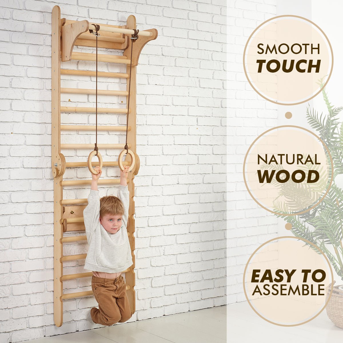 Montessori 2 in 1 Wooden Swedish Wall/ Children's Climbing Ladder + Crib Set