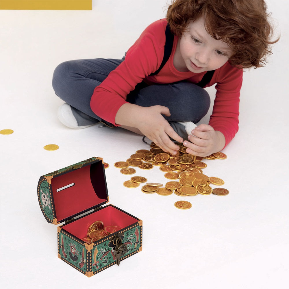 Djeco Wooden Piggy Bank with Lock "Pirate Chest"