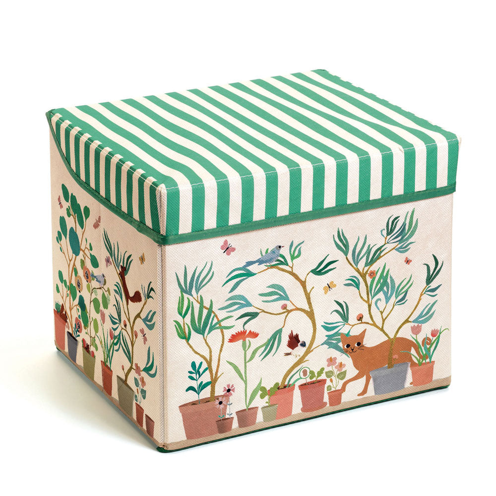 Djeco Fabric Toy Box - Stool 'Garden with animals'