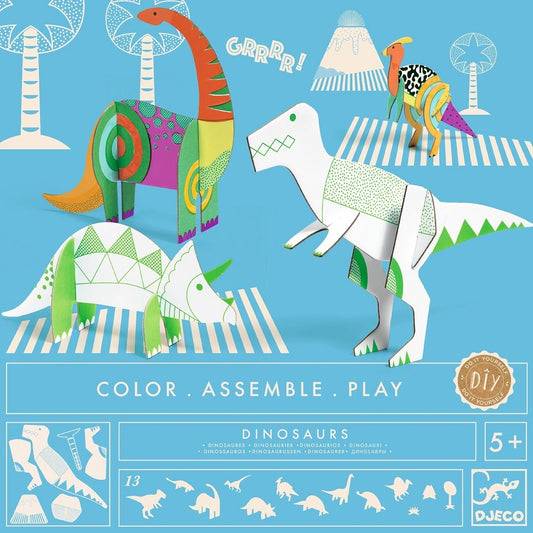 Djeco DIY Build and Color 3D Dinosaurs FSC MIX