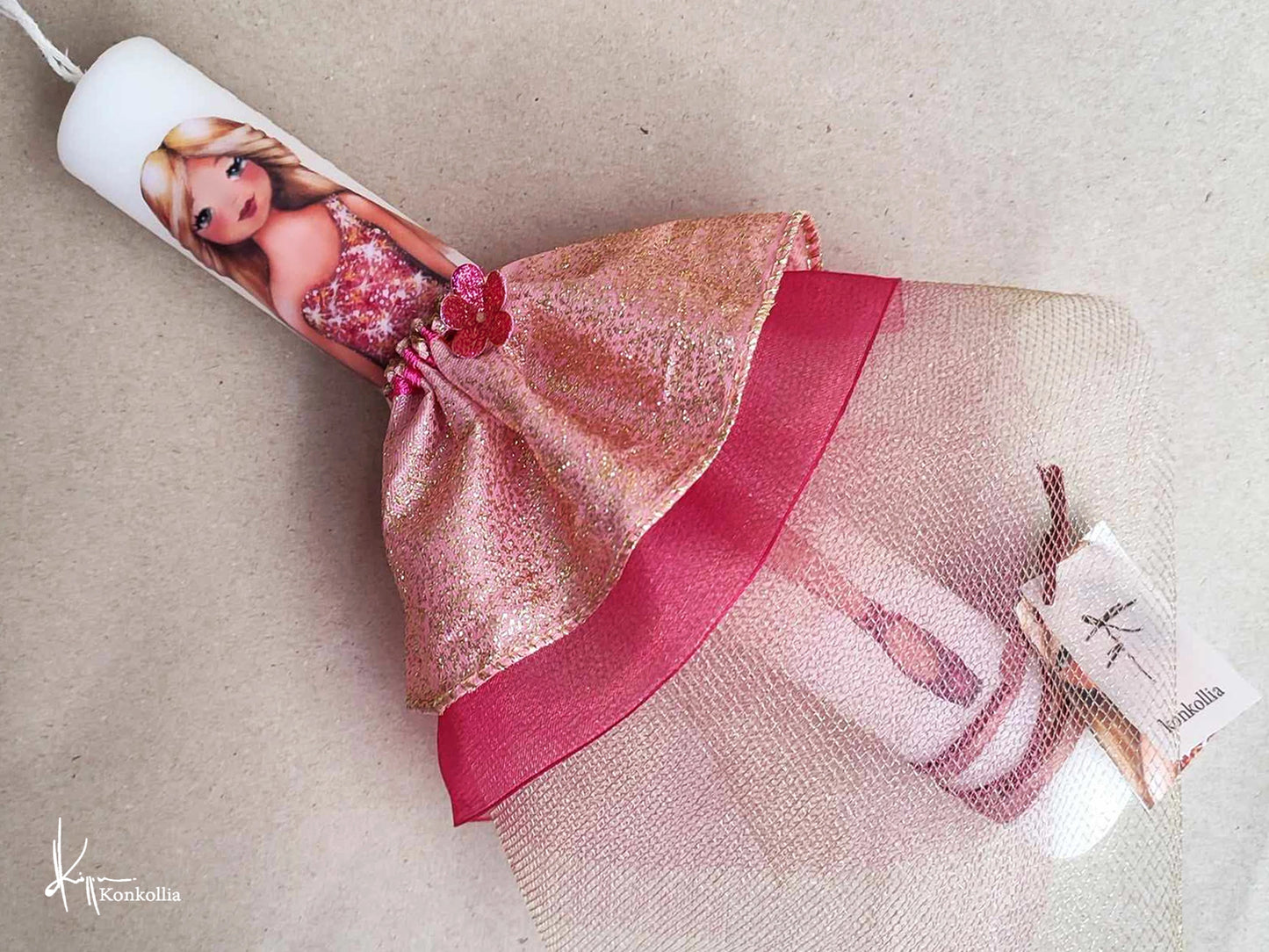 Handmade lamp - ballerina with vivid pink skirt