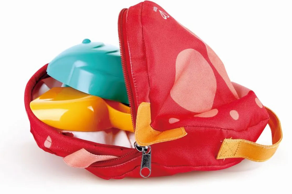 Hape Fold and Go Beach Set Beach Bucket Set with Easy Carry Bag