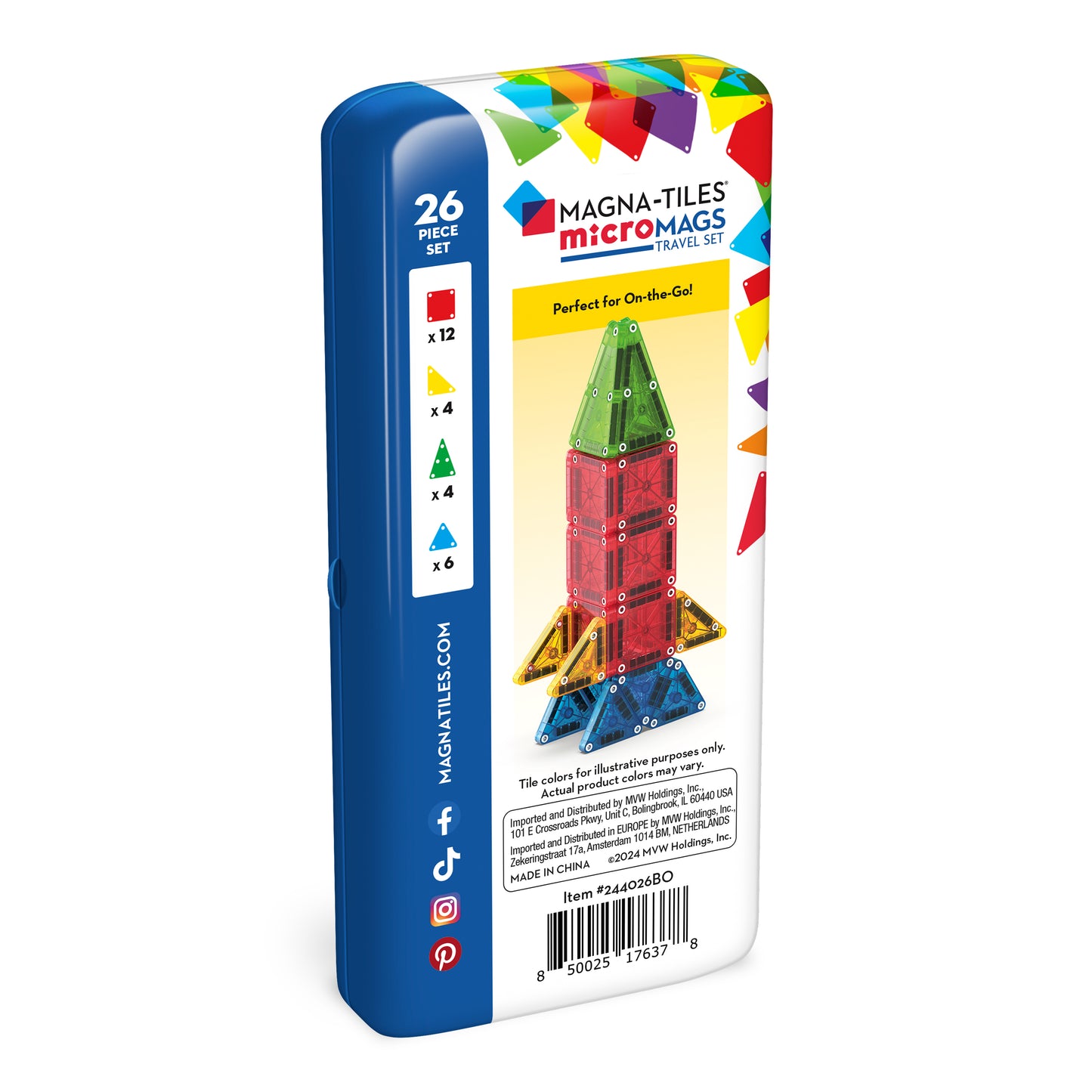 Magna-Tiles Μαγνητικό Παιχνίδι 26 κομματιών microMAGS Travel Set